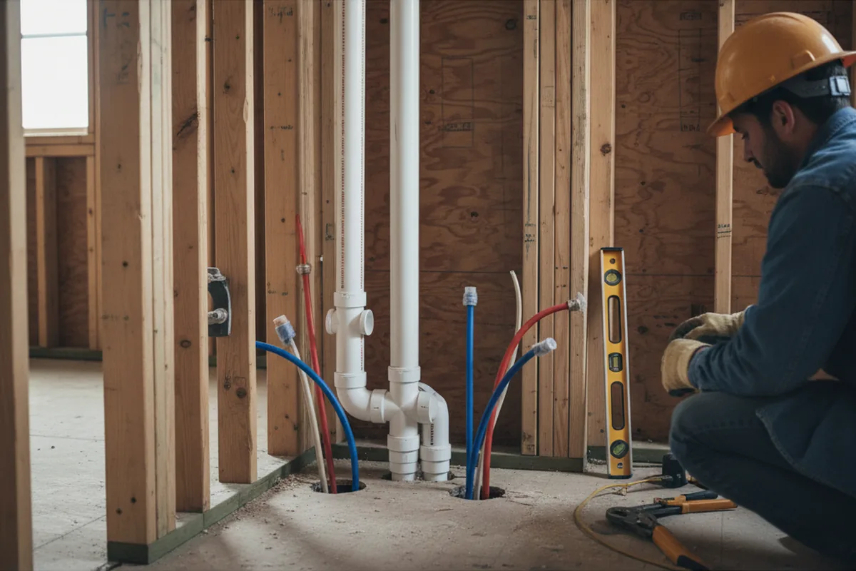 Drain and supply rough-in during Leak Detection in La Crosse